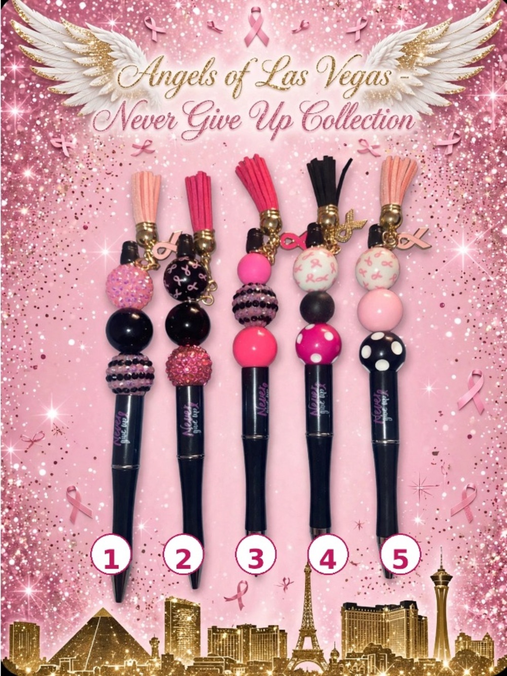 Angels of Las Vegas Breast Cancer Awareness Beaded Pens (1) - Picture 4 of 10